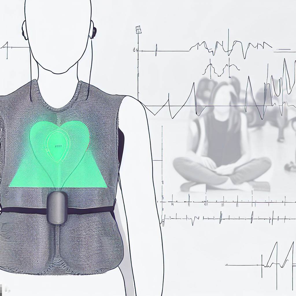 Image 2: A digital sketch presenting the concept of the In Out vest made of nettle textile and powered by soft robotics to capture meditative breath data. 